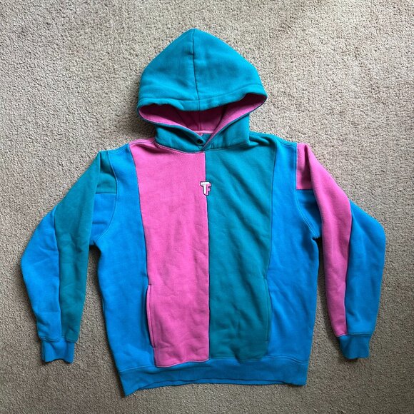 Teddy Fresh Sweatshirt Womens XL Hoodie Pullover Colorblock Long Sleeve - Picture 1 of 11
